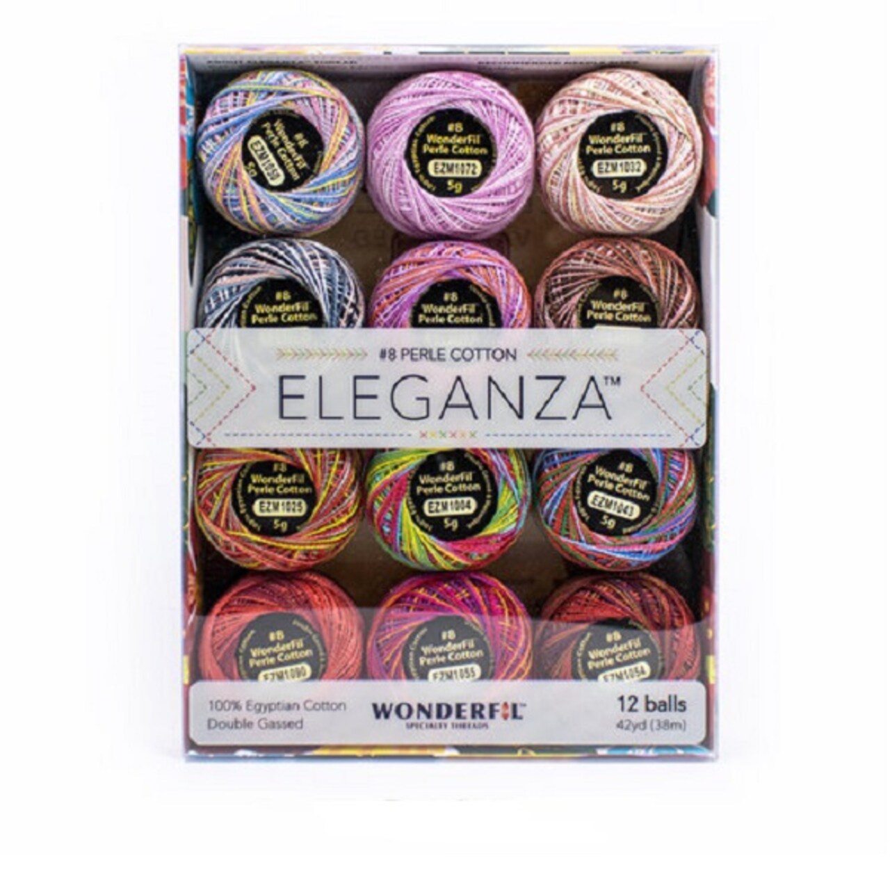 Wonderfil Eleganza 100% Egyptian Cotton Thread 12 Ball Set - Variegated - Passion